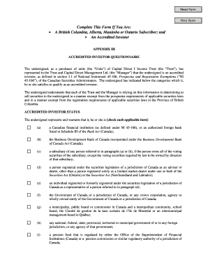 Accredited Investor Questionnaire