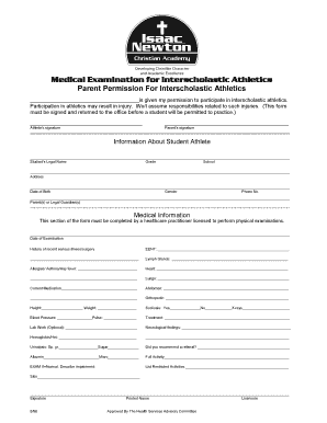 Medical Examination for Interscholastic Athletics