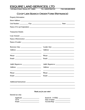 Co-op Lien Search Order Form