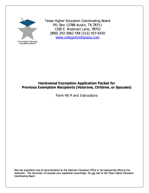 Hazlewood Exemption Application for Veterans and Dependents
