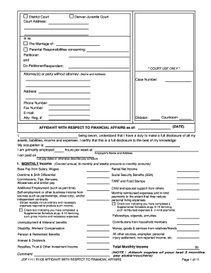 Affidavit with Respect to Financial Affairs