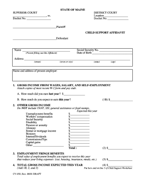 Child Support Affidavit