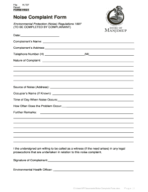 Noise Complaint Form
