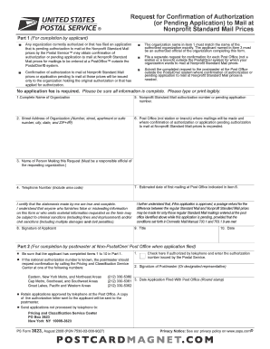 USPS Nonprofit Standard Mail Authorization Request