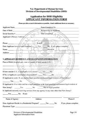 New Jersey DDD Eligibility Application