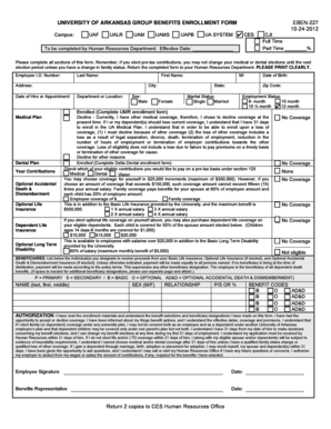 University of Arkansas Group Benefits Enrollment Form