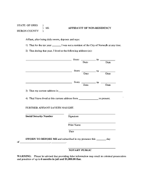 Affidavit of Non-Residency
