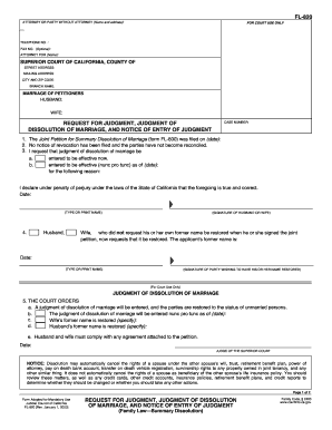 California Dissolution of Marriage Judgment
