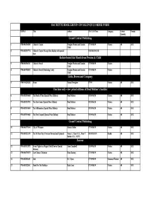 Hachette Book Group Order Form