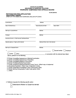 California Workers' Compensation Pre-Application Discovery Order