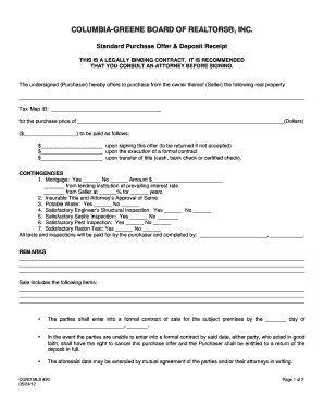 Standard Purchase Offer & Deposit Receipt