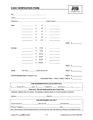 Cash Verification Form