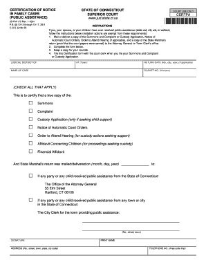 Connecticut Certification of Notice