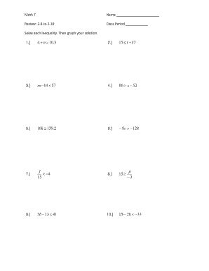 Math 7 Inequality Worksheet