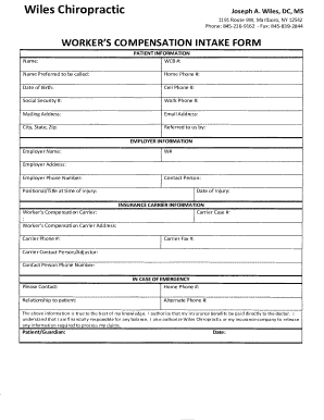 Worker's Compensation Intake Form