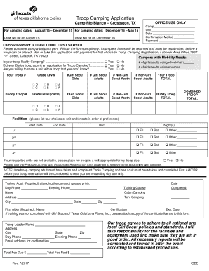 Girl Scouts Troop Camping Application