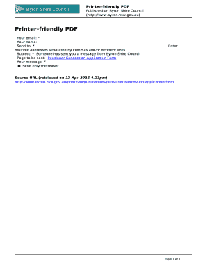 Pensioner Concession Application Form