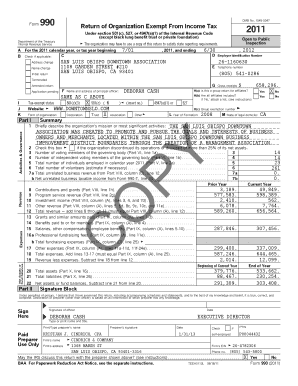 Form 990 Return of Organization Exempt From Income Tax 2011