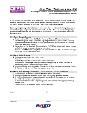 New Rater Training Checklist