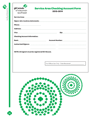 Girl Scouts Service Area Checking Account Form