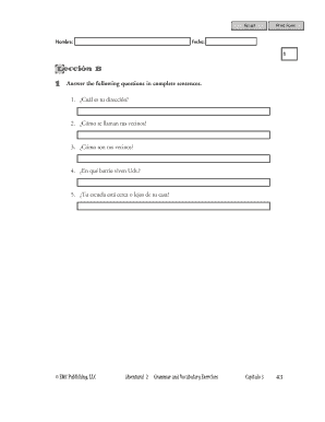 Formulario de Ejercicio de Español