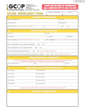 Online Enrollment Form for GCOP Sales Associate