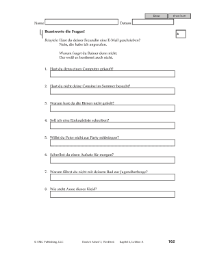 Deutsch Übungsformular