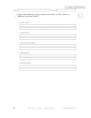 Deutsches Schulvokabular Arbeitsblatt