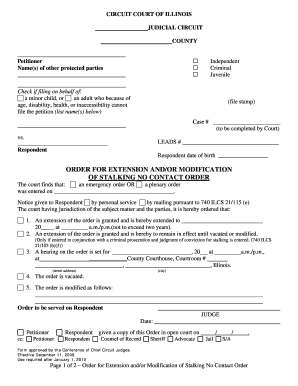 Illinois Stalking No Contact Order Extension
