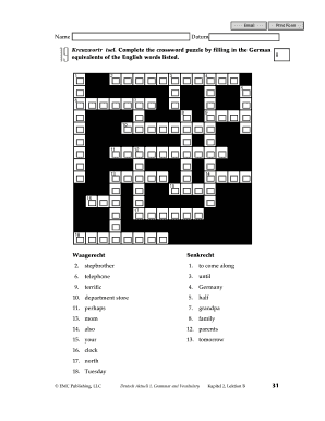 German Crossword Puzzle