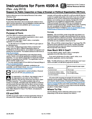 IRS Form 4506-A Request for Public Inspection or Copy