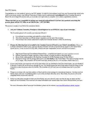 High School Transcript Convalidation Request