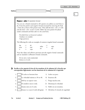 Spanish Formal Command Exercise