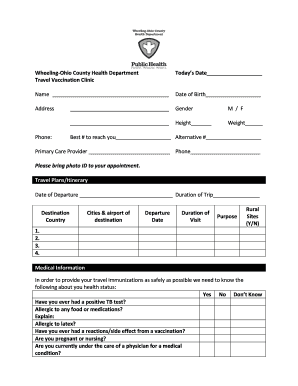 Travel Vaccination Clinic Form