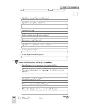 Feuille de travail sur la culture française