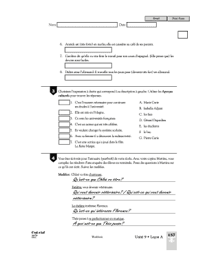 Feuille de travail en français