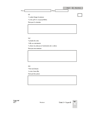 Formulaire d'activité d'apprentissage du français