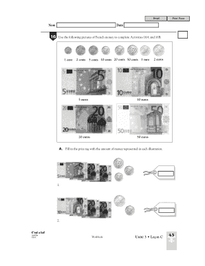 French Money Worksheet