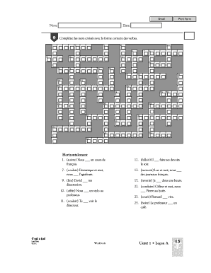 Mots croisés de conjugaison française