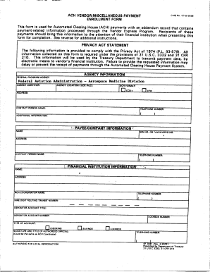 ACH Vendor/Miscellaneous Payment Form