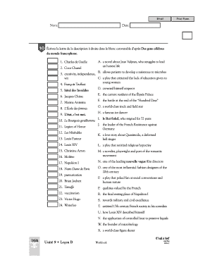 Exercice de correspondance en français