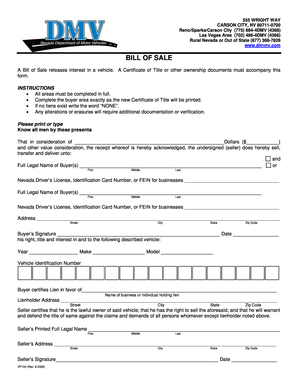 Vp 104 Nevada Vehicle Bill of Sale