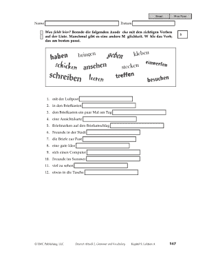 Deutsch Verb Übungsblatt