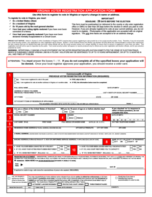 Virginia Voter Registration Application Form