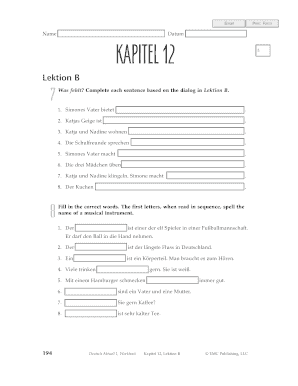 German Language Exercise Form
