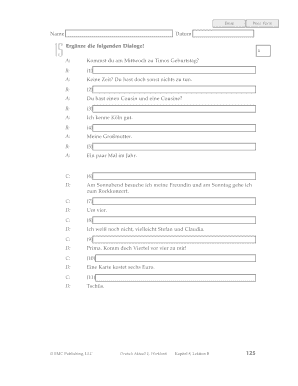 Deutsch Übungsformular