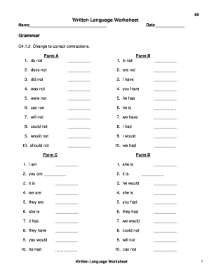 Written Language Worksheet