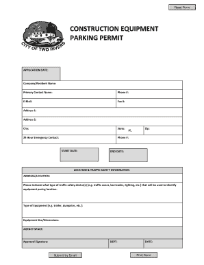 Construction Equipment Parking Permit Application