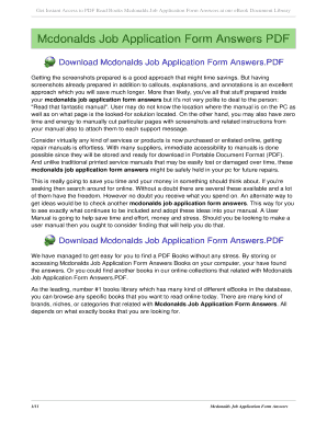Mcdonalds Job Application Form Answers - gurushub