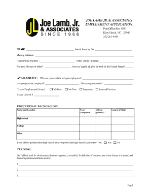 Employment Application Form
